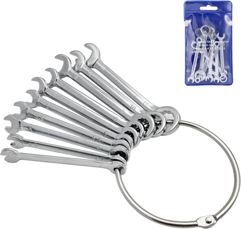 20pcs Mini Wrench Set Open End Wrench Ignition Wrench Sets With Chain Ring British/Metric Type Wrenches (Metric + British)...