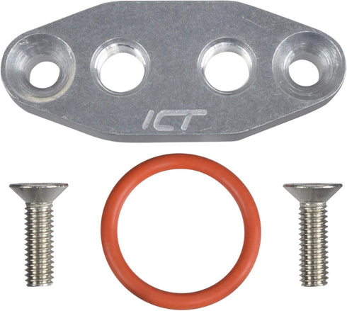 ICT Billet LS Twin Turbo Dual 1/8" NPT Oil Feed Line Adapter Plate LS1 LSX kit Port LS3 Billet Plate Supply Pressure Sensor Cover LS3 LS2 LQ4 LQ9 ...