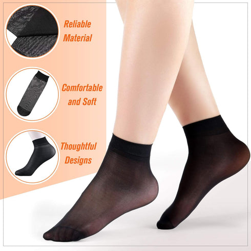 Syhood 12 Pairs Women Ankle High Sheer Socks Soft Silky Short Nylon Socks for Summer Gifts...