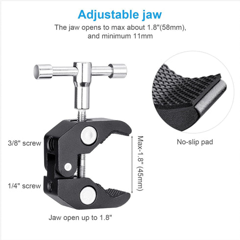 FOMITO 11 inch Magic Arm with Super Clamp - Adjustable Articulating Arm Magic Arm Camera Arm Superclamp w/Hot Shoe Mount 1/4 inch Tripod Screw Com...