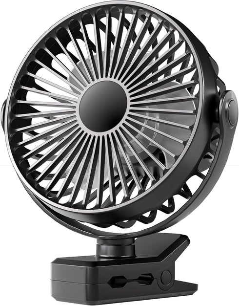 Portable Clip on Fan, Small Powerful Wind Cooling Desk Fan, 3 Speed Quiet Personal Fan with Clip, 360° Rotatable Battery Operated Rechargeable Min...