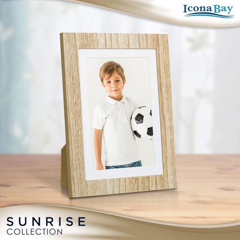 Icona Bay - 5x7 Mat to 4x6 Ash Brown Picture Frame - Painted Solid One-Piece Wood Composite, Modern Farmhouse - Sunrise Collection...