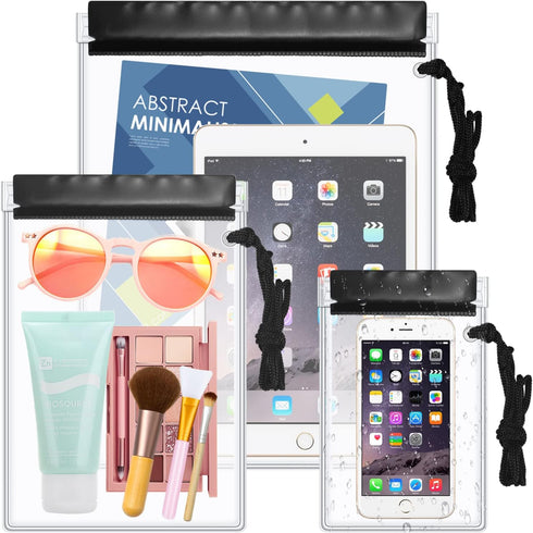 Meetory Clear Waterproof bags Pouch Dry Bags For Camera Mobile Phone Maps Kayak Document Holder,3 Piece Waterproof Plastic Pouch Document Holder U...