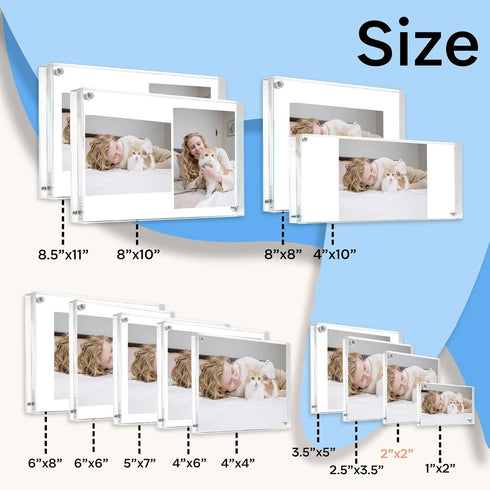 Canetti Original Magnet Picture Frame - Crystal Clear Acrylic Glass Table Top Photo Frame...