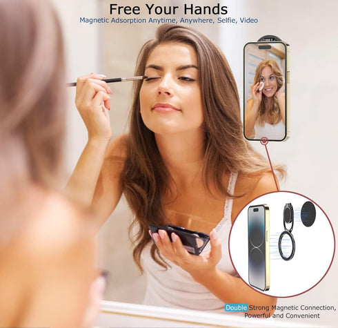 Magnetic Phone Ring Holder with Magsafe, Double Adjustable Gym Finger Ring Grip, Removable Phone Grip, for iPhone, iPad and Smartphones, Compatibl...