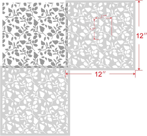 GSS Designs Flourish Leaf Stencils for Painting on Wood Canvas Paper Fabric Floor Wall and Tile - Foliage Stencils 12x12 Inches - Reusable DIY Art...