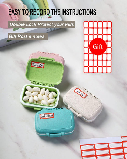 4 PC Pill Case 3 Removable Compartments Pill Box BPA-free,day pill organizer/3 times a day/AM-PM Travel Pill Organizer for Pocket or Purse storage...