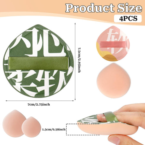 4 PCS Makeup Puff, Korean Makeup Sponges Teardrop Setting Powder Puff Face Makeup Cushion Puff Soft Beauty Blender Sponge for Foundation Concealer...