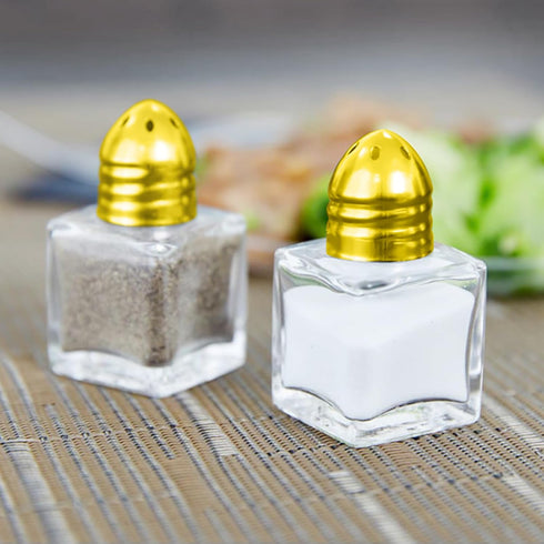Set of 5 Mini Salt and Pepper Shakers Mini Spice Shaker Small Salt and Pepper Shakers 0.5 oz Glass Cube with Funnel for Wedding, Party, Restaurant...