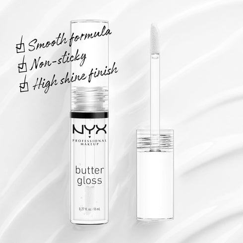 NYX PROFESSIONAL MAKEUP Butter Gloss, Non-Sticky Lip Gloss - Sugar Glass (Clear)...