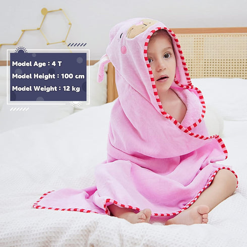 MICHLEY Animal Face Hooded Baby Towel Cotton Bathrobe for Boys Girls 0-6 Year Light Pink...
