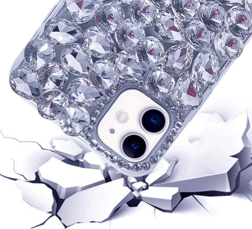Bonitec Compatible with iPhone 12 Case 3D Glitter Sparkle Bling Case Luxury Shiny Crystal Rhinestone Diamond Bumper Clear Gems Cute Protective Gir...