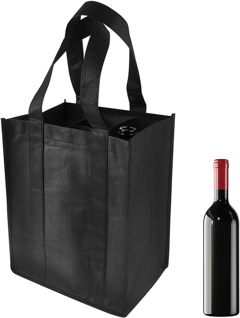 6 Bottle Wine Carrier Tote, Non-Woven Wine Bags Reusable Wine Travel Bag Portable Carrier Wine Bottle Holder Bag Wine Gift Bag with Carry Handle f...