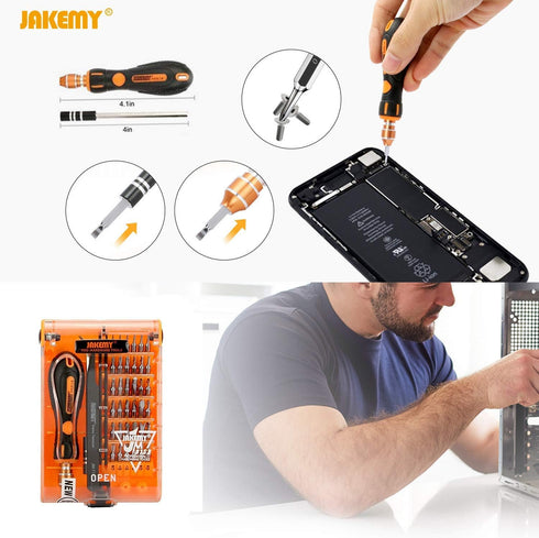 Screwdriver Set By JAKEMY, 43 in 1 Precision Screwdriver Kit Magnetic Replaceable Bits Repair Tool Kit Opening Tool and Tweezer for phone Cellphon...