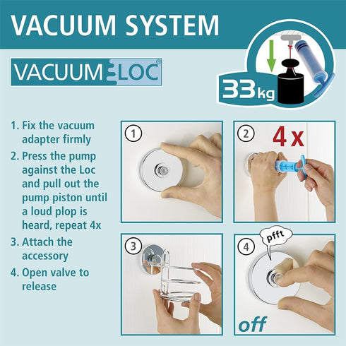 Wenko "Quadro Wall Hooks with Vacuum-Loc, Silver, 2-Piece...