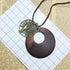 HUNO Tree of Life Pendant Necklace Long Leather Chain Statement Wooden Necklace for Women Vintage Wood Jewelry...
