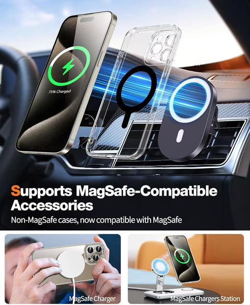 MagSafe Sticker Magnet Adapter Ring - Universal Magnetic Conversion Kit for iPhone, Samsung, Pixel, Kindle (1 Pack, Black)...