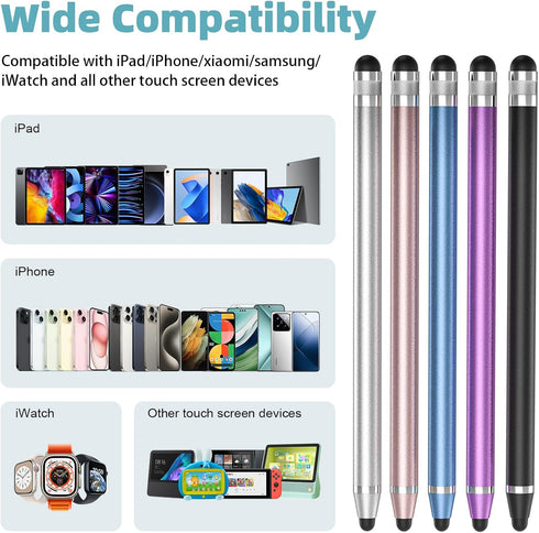Stylus for Touch Screens, 5-Pack Stylus Pen for iPad High Sensitivity & Precision Capacitive Stylus Compatible with iPhone/iPad/Android/Tablet Mor...