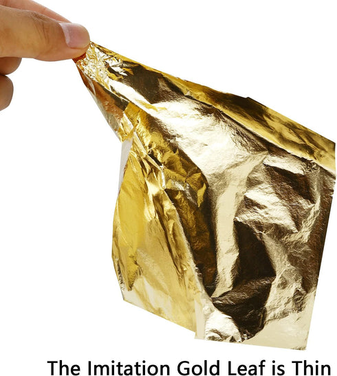 Gold Leaf Sheets for Arts, Painting, Gilding Crafting, Decoration, 5.5 by 5.5 Inches Imitation Gold Foil Sheets 100pcs...