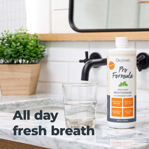 Premium Oxyfresh Pro Formula Fresh Mint Mouthwash – Patented Zinc Mouthwash for All Day Fresh Breath & Healthy Gums – Refreshing & Alcohol Free Mo...