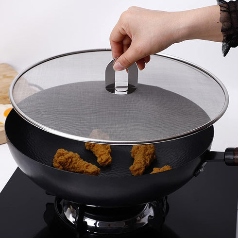Stainless Steel Splatter Screen,Frying Pan Cover Splatter Guard Non-Stick Extra Fine Mesh Weave Grease Splatter Screen for Frying Pan,Pan Protecto...
