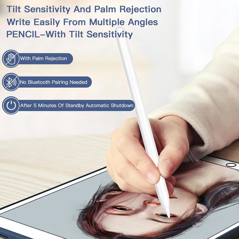 iPad Pencil 2.5X Fast Charge,Low Latency,Compatible with 2018-2024 iPad 6th/7th/8th/9th/10th Gen,iPad Pro(M4),iPad Pro 11''/12.9'',Apple Pen for i...