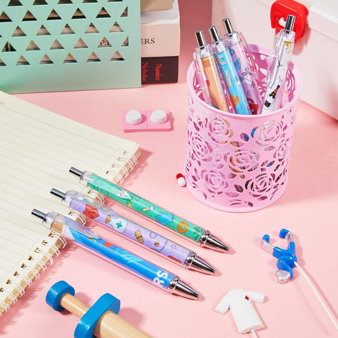 Thenshop Funny Nurse Pens Lovely Cartoon Ballpoint Nursing Pens Black Ink Retractable Press Pen for Appreciation Gifts Labor and Delivery Nurse As...
