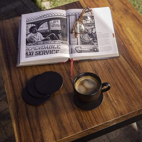 Drink Coasters Set of 6 Leather Coasters Spill Protection for Table Desk,Durable and Non Slip Leather Coaster Perfect for Common Size Glass Coffee...