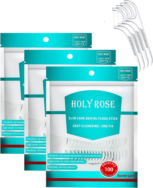 Travel Dental Floss Picks,Refill Bagged Floss Sticks,Holy Rose High Toughness Adults Flosser Toothpick,300 Count Professional Clean Flossers for T...