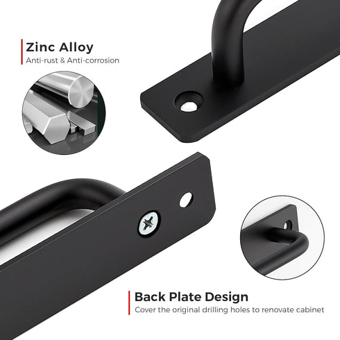 Ravinte Barn Door Handles 4 Pack Sliding Door Handle 5" Hole Center Barn Door Handles Black Cabinet Handles Door Pull Handle Zinc Alloy Door Pulls...
