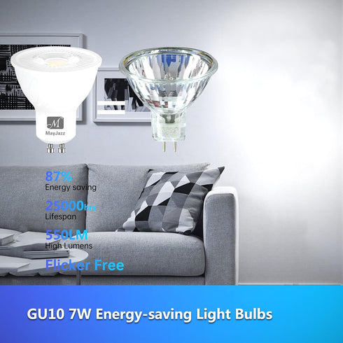 GU10 LED Bulbs Dimmable,3000K Warm White 550LM Track Light Bulb,7W (50W Equivalent),Spot Light Bulb for Recessed Lighting,6 Pack...