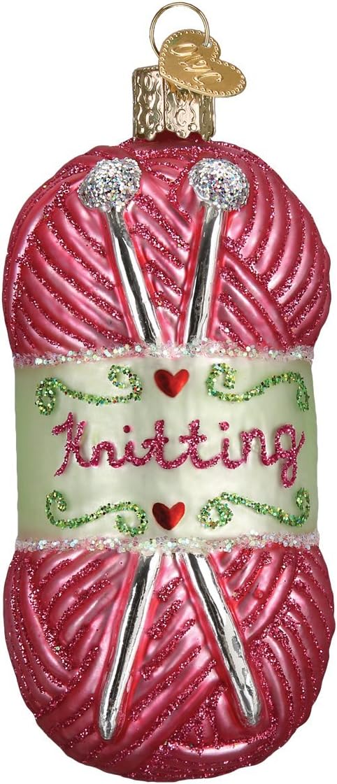 Old World Christmas 32255 Hobbies Gifts Glass Blown Ornaments for Christmas Tree Knitting Yarn, 3.75 Inches...
