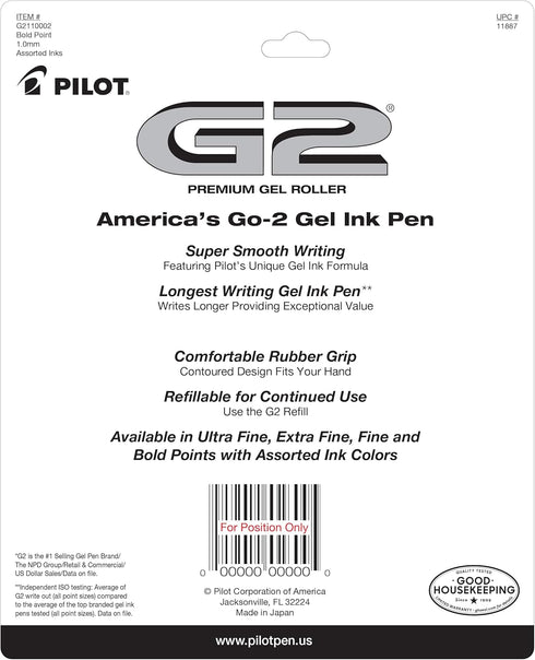 PILOT G2 Premium Retractable Gel-Ink Rolling Ball Pens, Bold Point (1.0mm), Assorted, 10-Pack, (11887)...