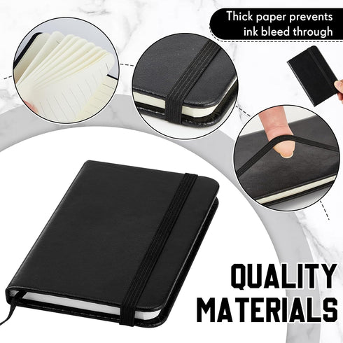 4 Pcs Hardcover Leather Pocket Notebook 4 x 2.5 Inch Small Notebook 50 Sheets Hardcover Mini Notepad Tiny Lined Journal Notebook for Office Home S...