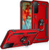 Military Grade Shockproof Case for Samsung Galaxy S21 FE, Red - Full Body Protective Phone Case with 360 Metal Rotating Ring Kickstand Holder Armo...