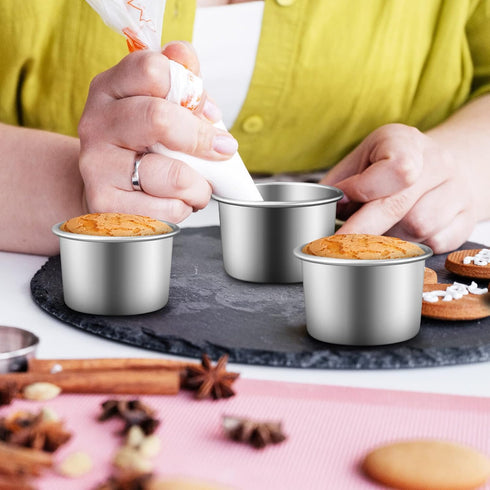 HOMSFOU 2 Inch Cake Pan Set of 4 Aluminum Alloy Round Cake Baking Pans Small Cake Pans for Cupcake Brownies Souffle Pie Muffins Cheesecake...