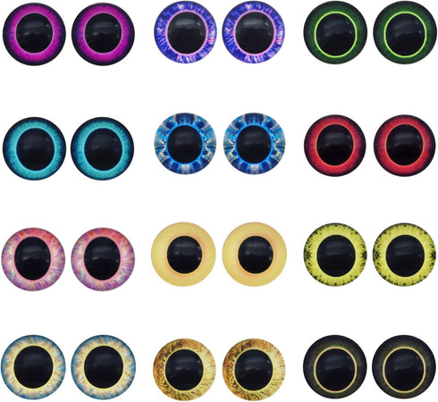 50 Pairs 8mm Glass Owl Unicorn Animal Eyes for Art Dolls Sculptures Props Masks Fursuits Taxidermy Jewelry Making Flatback...