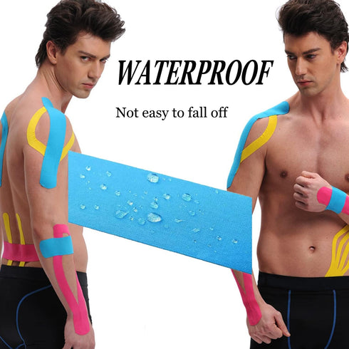 Kinesiology Tape Pro Athletic Sports (20 Precut Strips) Waterproof Breathable Athletic Elastic Kneepad Muscles & Joints Pain Relief Knee Taping fo...
