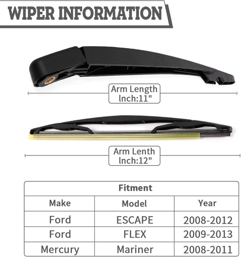Rear Wiper Arm Blade Nut Set Replacement for Ford Escape 2008-2012 FLEX 2009-2019,Mercury Mariner 2008-2011,Mazda Tribute 2008-2011,Rear Wiper Cov...