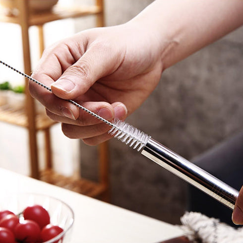 Vinaco Stainless Steel Smoothie Straws, 0.4'' Extra Wide Reusable Metal Drinking Straws for Milkshake, Smoothie, Beverage, Set of 4 with 1 Cleanin...