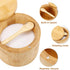 Natural bamboo Salt and Pepper Bowl, Bamboo Salt Cellar and Spices Storage Box With Built-in Spoon and Magnetic Swivel Lid (Single Compartment)...