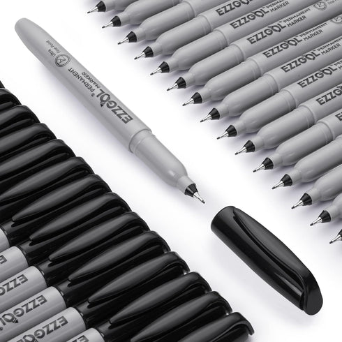Ultra Fine Permanent Marker, 36 Pack Ultra Fine Point Black Permanent Marker set, Works on Plastic, Wood, Stone, Metal and Glass for Doodling, Mar...