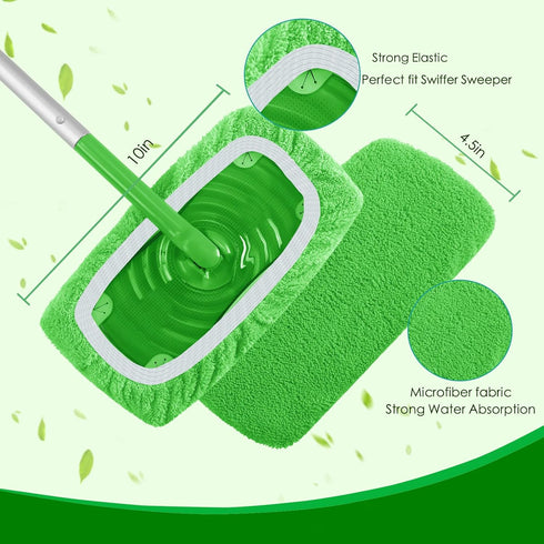 Reusable Microfiber Mop Pads for Swiffer Sweeper Mop - Dry Sweeping Cloths & Wet Mopping Cloths for Household Cleaning - Washable Wet Pads for Mop...