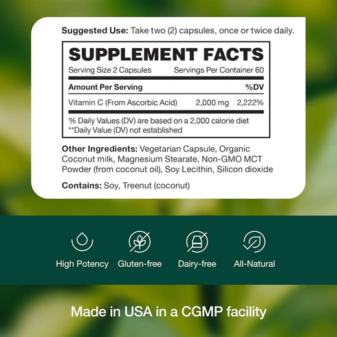 Fresh Nutrition Liposomal Vitamin C - 2000mg DNA Verified & Potent VIT C (from ascorbic acid)– Swallow or Pour Powder into a Drink, All Natural Ve...