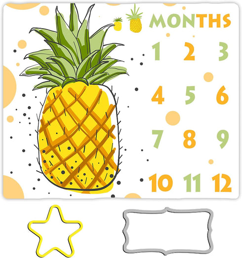 Pineapple Baby Monthly Milestone Blanket, 48x40in Cool Summer Fruits Blanket Newborn Mom Gifts for Newborn Baby Shower,Baby Growth Chart Photograp...