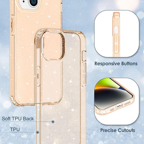 Hython Case for iPhone 14 Plus Case Glitter, Cute Sparkly Clear Glitter Shiny Bling Sparkle Cover, Anti-Scratch Soft TPU Thin Slim Fit Shockproof ...