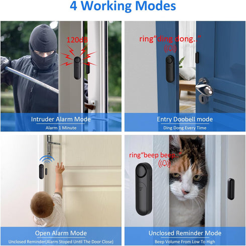 Door Alarm When Opened (2 Pack), 120dB Door and Window Open Sensor for Home Security/Kid Safety/Pool Safety, Sliding Front Door Opening Sensor Ale...