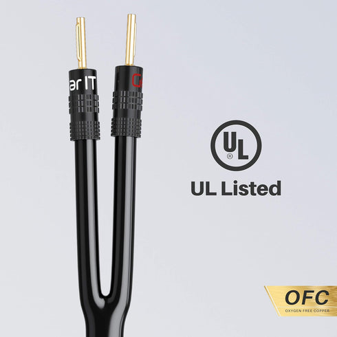 GearIT 12AWG Speaker Cable Wire with Gold-Plated Banana Tip Plugs (6 Feet) in-Wall CL2 Rated, Heavy Duty Braided, 99.9% Oxygen-Free Copper (OFC) -...