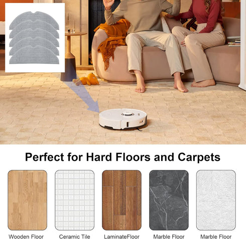 5 Pcs Mop Pads for Roborock S8 Pro Ultra Robot Vacuum, Washable Reusable Mopping Pad Replacement Accessories...