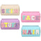 4 Pcs Large Chenille Letter Patch Makeup Bag Skin Stuff Hair Face Bag Preppy Patch Makeup Cosmetic Bag Toiletry Zipper for Women Teen Girl(Letters...